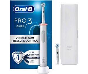 Cepillo dental electrico braun oral - b 3 pro 3 3500 wh blanco estuche -  temporizador -  tecnologia 3d -  360º