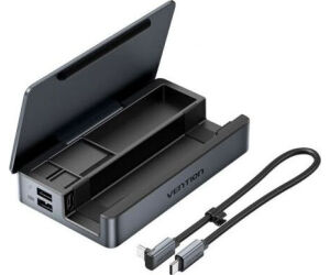 Docking USB Tipo-C para Steam Deck / Switch Vention TPZH0/ 2xHDMI 4K/ 3xUSB/ 1xUSB Tipo-C/ 1xUSB Tipo-C PD/ 1xRJ45/ 1xLector Tarjetas/ Gris