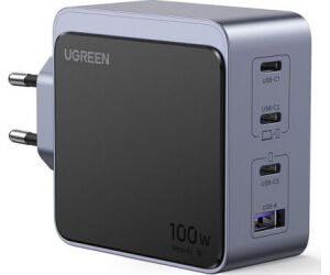 Ugreen Nexode S 100W 4-Port GaN Fast Charger EU gray Ordenador portátil, Teléfono móvil, Portátil, Batería portátil, Tableta Gris Corriente alterna Interior