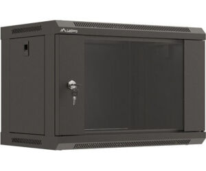 Armario Lanberg Mural Rack 19" 6u 540x350 Flat Pack Negro Puerta Cristal