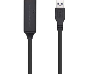 Cable Alargador USB 3.0 con Amplificador Aisens A105-0409/ USB Macho - USB Hembra/ Hasta 9W/ 625Mbps/ 15m/ Negro