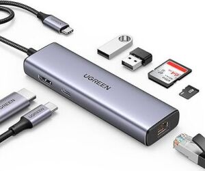 Ugreen 60515 base para portátil y replicador de puertos Alámbrico USB 3.2 Gen 1 (3.1 Gen 1) Type-C Gris