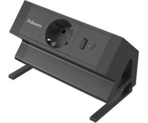 Regleta Sobremesa Fellowes 100137172/ 1 Tomas de corriente/ 1 USB - 1 USB Tipo-C/ Cable 2m/ Negra