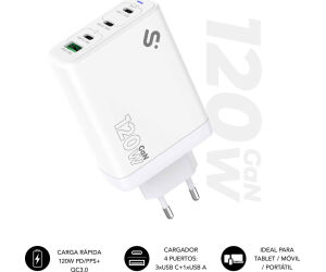 Subblim Cargador Gan 120w Charger Usb C+c+c+a