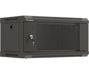 Armario Lanberg Mural Rack 19" 4u 540x350 Flat Pack Negro Puerta Cristal