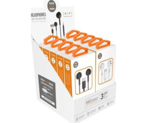 Expositor de Auriculares Tech One Tech EarTECH TEC1303/ con Micrófono/ USB Tipo-C/ Incluye 5 Auriculares Blancos y 5 Auriculares Negros