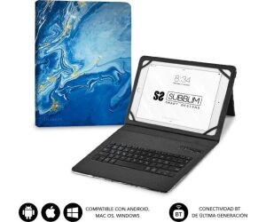 Funda + Teclado Tablet Keytab Pro Bt Marmol Azul Subblim