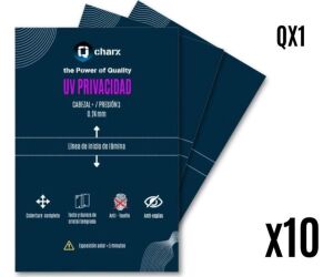 Laminas de fijacion qcharx ultravioleta hd privacidad pack 10 para qx1