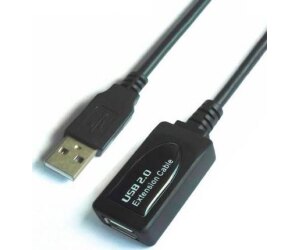 Cable Alargador USB 2.0 Aisens A101-0020/ USB Macho - USB Hembra/ Hasta 2.5W/ 60Mbps/ 15m/ Negro