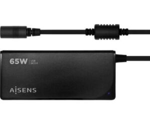 Cargador de Portátil Aisens ASLC-65WAUTO-BK/ 65W/ Automático/ 9 Conectores/ Voltaje 18.5-20V/ 1 USB QC3.0