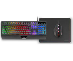 Pack Gaming Mars Gaming MCP124/ Teclado H-MECH  + Ratón Óptico + Alfombrilla/ Negro