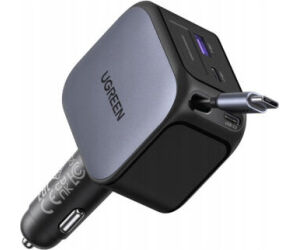 Ugreen 145w 3c1a Fast Car Charger With Retractable Usb-c Cable
