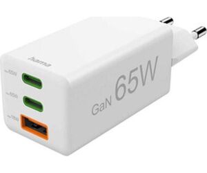 Cargador pared hama gan 65w 2 x usb tipo c 1 x usb tipo a blanco
