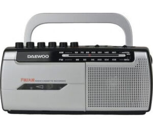 Radio Cassete Daewoo DW1107/ con Cable/ a Pilas/ Negra y Plateada