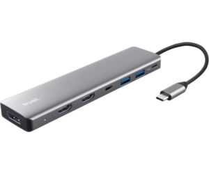Docking USB Tipo-C Trust Dalyx/ 2xUSB/ 2xHDMI/ 1xDisplayPort/ 1xUSB Tipo-C PD/ Gris