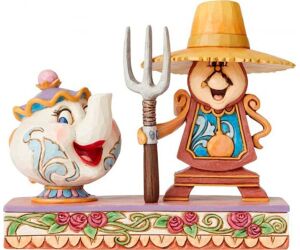Figura enesco disney din don y la señora potts (cogsworth and mrs potts)