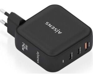 Cargador de Pared GaN Aisens ASCH-140W3P031-BK/ 2xUSB Tipo-C/ 1xUSB/ 140W