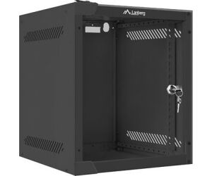 Armario lanberg mural rack 10 pulgadas 6u - 280x310 flat pack negro puerta cristal