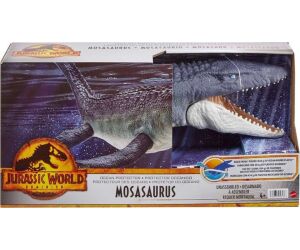 Figura mattel jurassic world mosasaurus defensor del océano