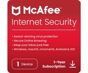 Antivirus mcafee internet security 1 dispositivo 1 año esd (descarga directa)
