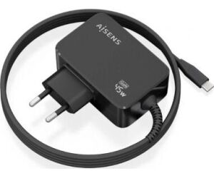 Cargador de Pared GaN Aisens ASCH-1PD45WL032-BK/ 1xUSB Tipo-C + Cable 1.8m/ 45W