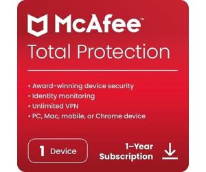 Antivirus mcafee total proteccion 1 dispositivo 1 año esd (descarga directa)