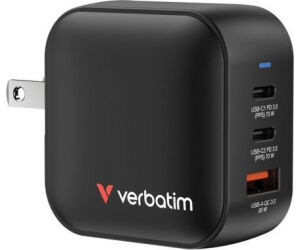 Cargador de Pared Universal GaN para Viaje Verbatim Mini GaN Wall Charger/ 2xUSB Tipo-C/ 1xUSB/ 70W