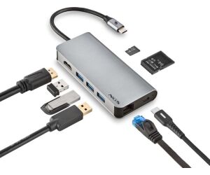 Docking USB Tipo-C NGS WonderDock8/ 3xUSB/ 1xUSB Tipo-C DP/ 1xHDMI 4K/ 1xRJ45/ 1xLector Tarjetas SD