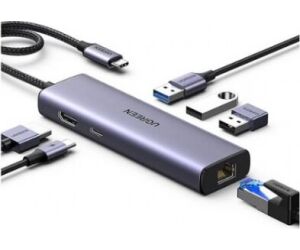 Hub Ugreen 6en1 Usb-c A Hdmi + 3xusb-a + Rj45 + Pd