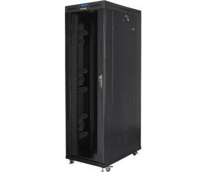 Armario Lanberg Rack 19" 42u 800x1200 Flat Pack Negro Puerta Cristal Con Lcd