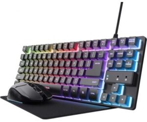 Pack Gaming Trust Gaming GXT 794/ Teclado RGB + Ratón RGB + Alfombrilla