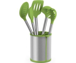Set 5 Utensilios Bra Prior A197011/ Bote Porta Utensilios/ Espátula/ Cuchara/ Pasta/ Cazo/ Espumadera/ Cucharón