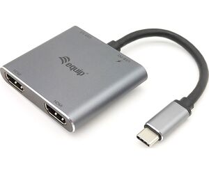Adaptador usb tipo c a 2x hdmi 4k equip macho - hembra