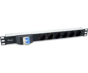 Regleta equip rack 19 pulgadas 1u 6 tomas shucko con cable magnetotermico 1.8m