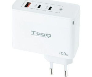 Cargador de Pared GaN TooQ TQWC-GANQC2PD100W/ 2xUSB Tipo-C/ 1xUSB/ 100W