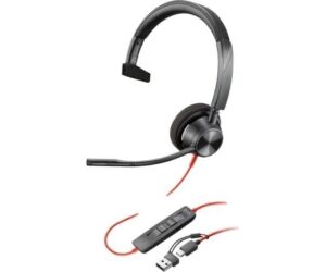 Auriculares poly monoaurales blackwire 3310 con certificación microsoft teams usb - c + adaptador usb - c - a