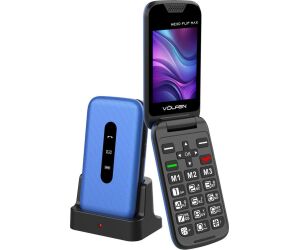 Telefono movil volfen nexo flip max tipo concha azul base de carga