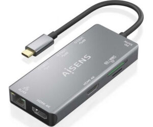 Hub Aisens Usb-c Dock 9 En 1 Usb-c 2xhdmi Rj45 2xusb-a 3.0 Usb-a 2.0 Pd