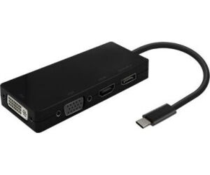 Conversor USB Tipo-C Aisens A109-0679/ HDMI Hembra - VGA Hembra - DVI Hembra - DisplayPort Hembra/ 15cm/ Negro