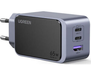 Ugreen Nexode Air 65W sieninis kroviklis, USB + 2x USB-C pilkos spalvos Ordenador portátil, Teléfono móvil, Ratón, Portátil, Batería portátil, Tableta Gris Corriente alterna Carga rápida Interior