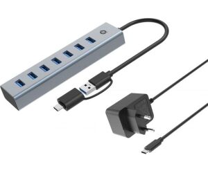 Hub usb 3.0 conceptronic hubbies21gp 7 puertos usb - c a 7xusb - a con alimentador