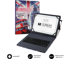 Funda con Teclado Subblim Keytab Pro USB England para Tablets de 10.1"-11"