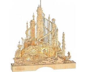 Figura replica enesco disney la sirenita castillo iluminado rey triton