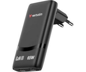 Cargador de Pared GaN Verbatim Fold 'n' Go/ 2xUSB Tipo-C/ 65W