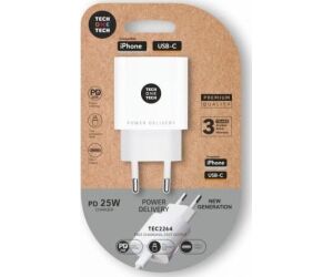Cargador de Pared Tech One Tech TEC2264/ 1xUSB Tipo-C/ 25W/ Blanco