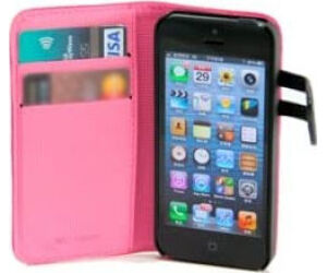 Funda Wazzabee Para Iphone 5 Polipiel, Marco Interior Plastico, Cierre Magnetico, Rosa (wb-m30wp-pk)
