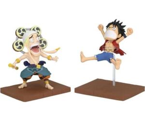 Figura banpresto one piece world collectable figure log stories luffy y enel 8cm