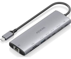 Usb-c Dock Aisens 8 En 1 Hdmi Rj45 Usb-a 10g 2xusbc 10g Sd Micro Sd Pd 100w