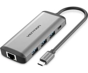 Docking USB Tipo-C Vention CNDHB/ 1xHDMI 4K/ 3xUSB/ 1xUSB Tipo-C PD/ 1xRJ45/ 1xLector tarjetas/ Gris