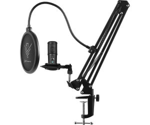 Kit microfono phoenix streamcast pro gaming conector usb - brazo articulado - filtro antipop y montura antivibración